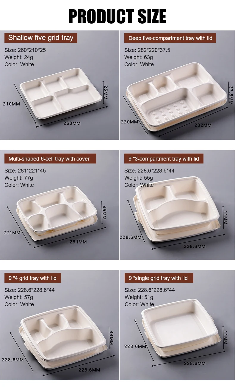 Multi Compartment Eco Friendly Sugarcane Pulp Bagasse Take Away Food ...
