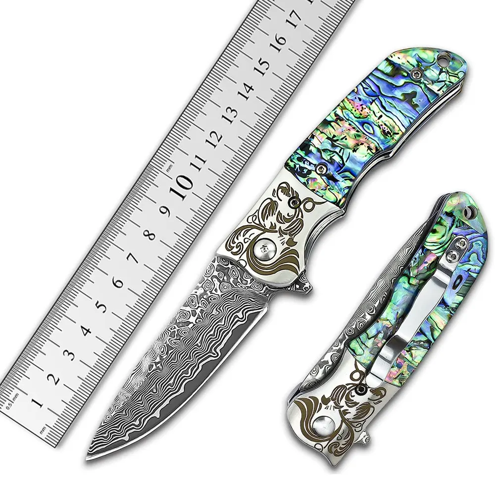 2024 New Style Folding Camping Knife Unique Style Damascus Steel Made ...