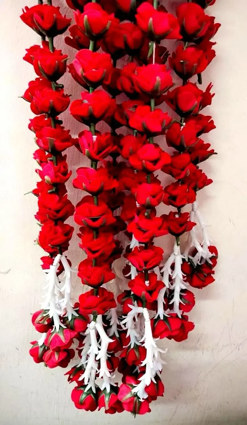 3A Featuretail 5ft Artificial Red Roses Garland String Ladi Chain ...