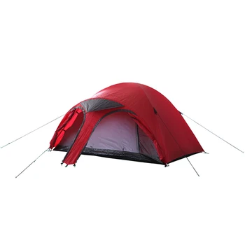 2-3 Person Red Double Layer Dome Camping Tent Waterproof Outdoor Shelter for Hiking and Travel