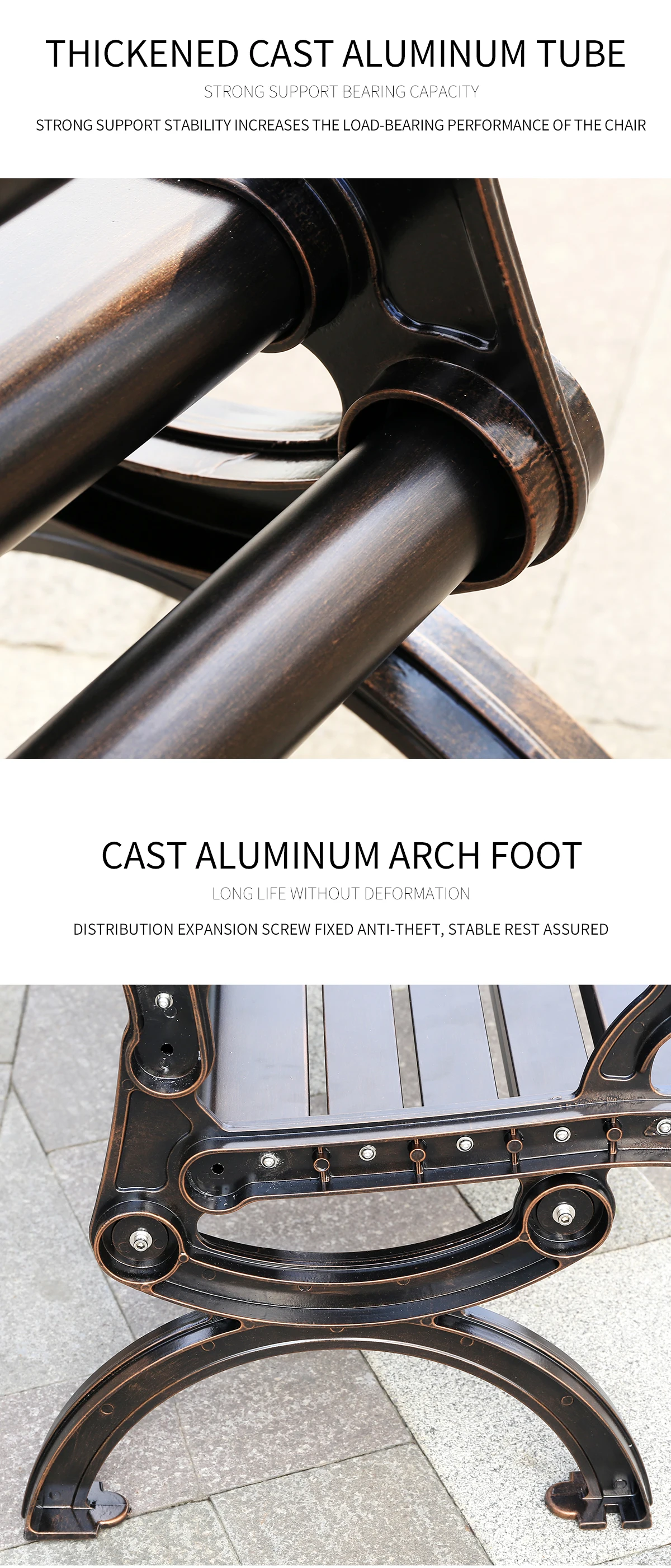 Traditional Park Bench Metal Cast Aluminum Bench With Backrest Patio ...