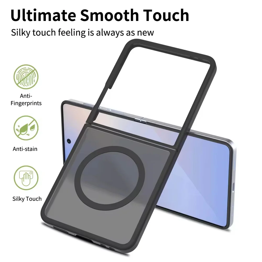 product case for samsung galaxy z flip 7 20mm thickened enhanced protection shockproof translucent matte skin feel magnetic laudtec-3