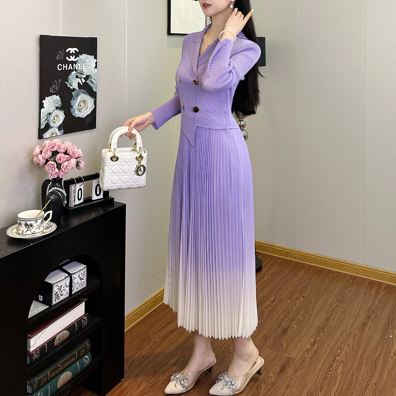 2026 Latest Design Ladies Elegant Gradient Midi Dress Factory Wholesale  Casual Pleated Dress| Alibaba.com