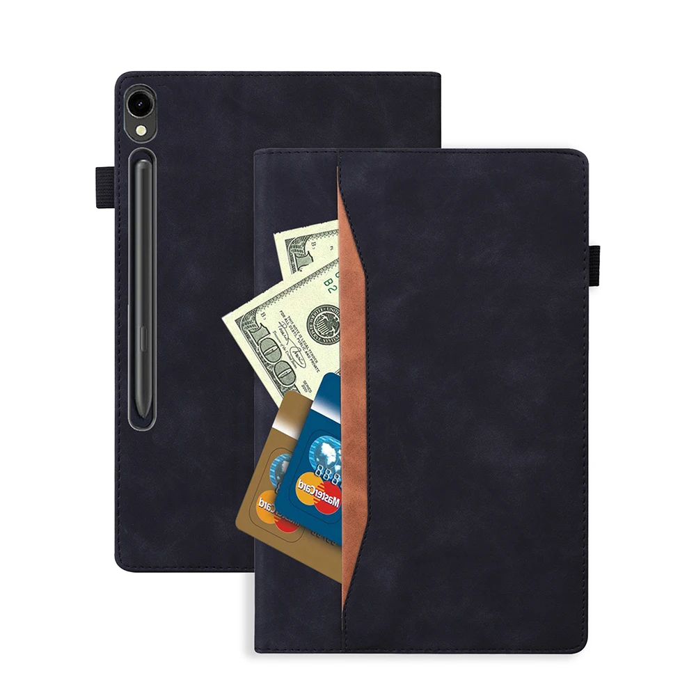 product matte contrasting color protective case for samsung tab s10 fe tablet a9 11 with card holder leather case laudtec-9