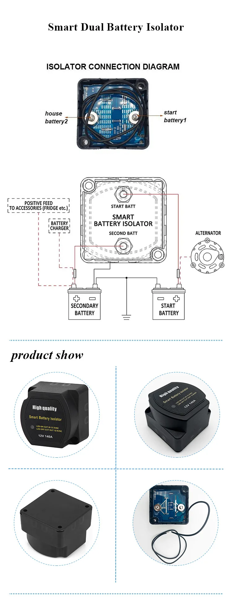 Kaufen Sie China Großhandels-Smart Dual Battery System Isolator Kit 12v  140amp Wasserdichtes Laderelais Vsr Für Vans Lkw Wohnmobile Atv Utv Boote  Wohnmobile und Batteriesc Halter Großhandelsanbietern zu einem Preis von 11  USD