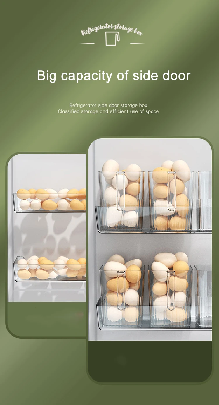 Refrigerator Side Door Storage Box Kitchen Organization Tools Food Storage Container