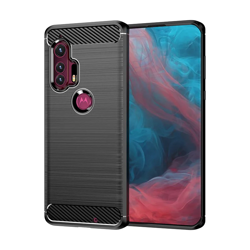product laudtec carbon fiber texture phone cases shockproof soft tpu back cover simple business custom logo for moto edge sjk1115-7