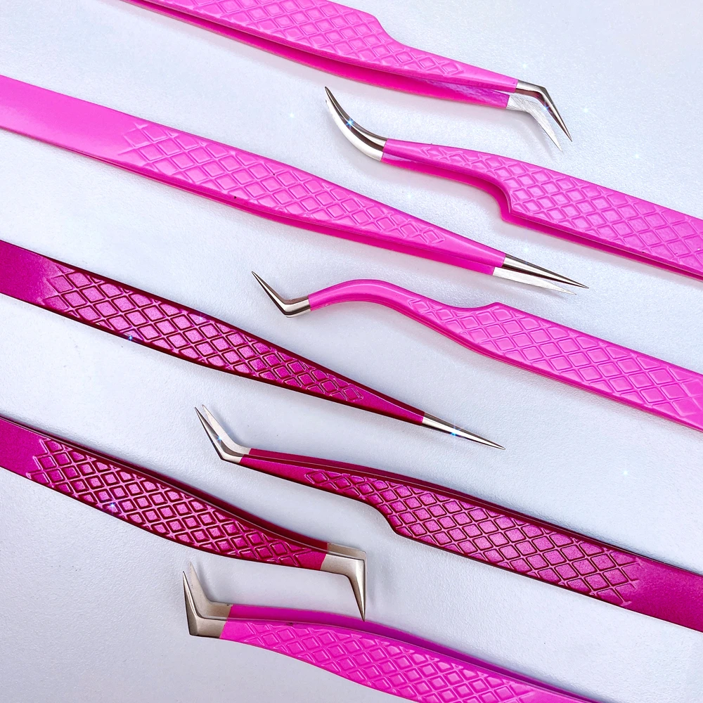 Volume Tweezers Set With Fiber Tips Stainless Steel High Quality Classic Volume Eyelash Tweezers