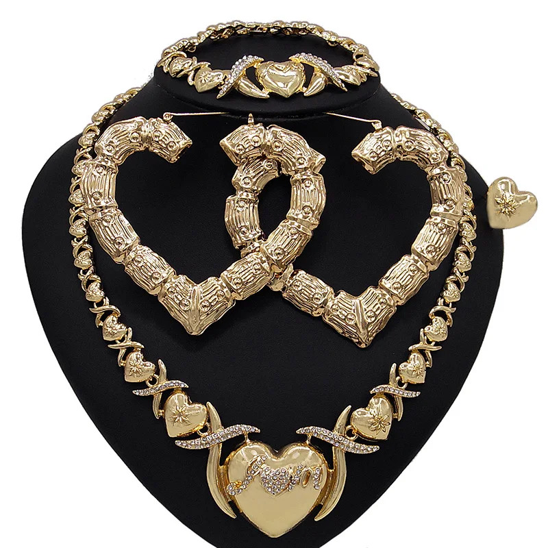 HUGS &KISSES Xo Set Necklace Bracelet Earrings Ring Gold Filled