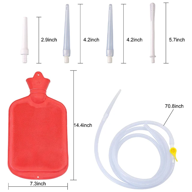 2L Capacity Red Color of  Enema Kit  Colon Detox Cleanse, with Coffee Enemas for Men and Women