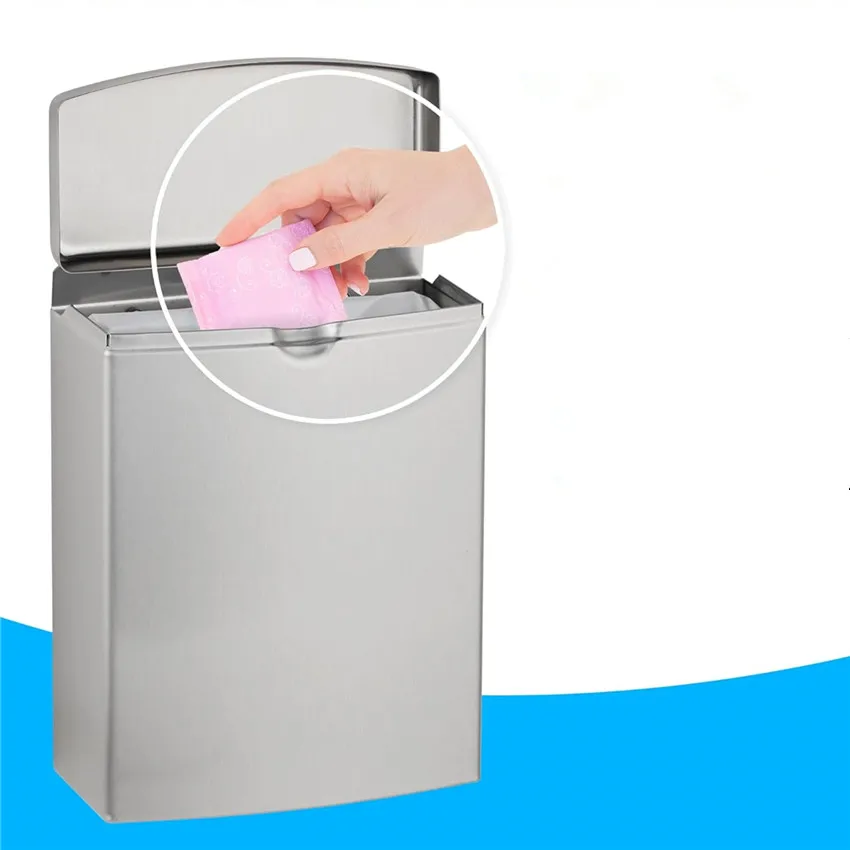 Restrooms Surface Mounted Stainless Steel 1 Gallon Sanitary Napkin