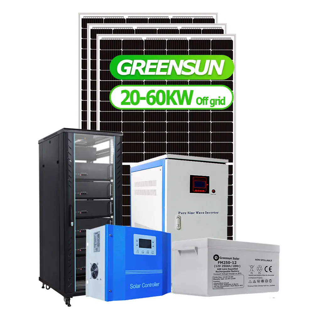 Greensun Solar Lighting Energy Systems Power 20Kw 30Kw 40Kw 50Kw Kit Complete Off Grid Solar System