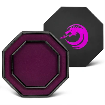 Custom Logo PU Leather Dice Arena Rolling Tray and Storage Compatible Octangle DND Dice Tray for DND Games and Tabletop RPGs