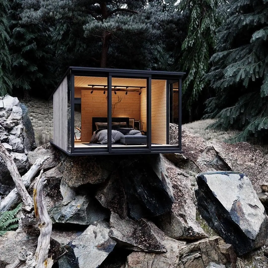 Современный дизайн портативный сборный контейнерный дом на деревянном фундаменте крошечный