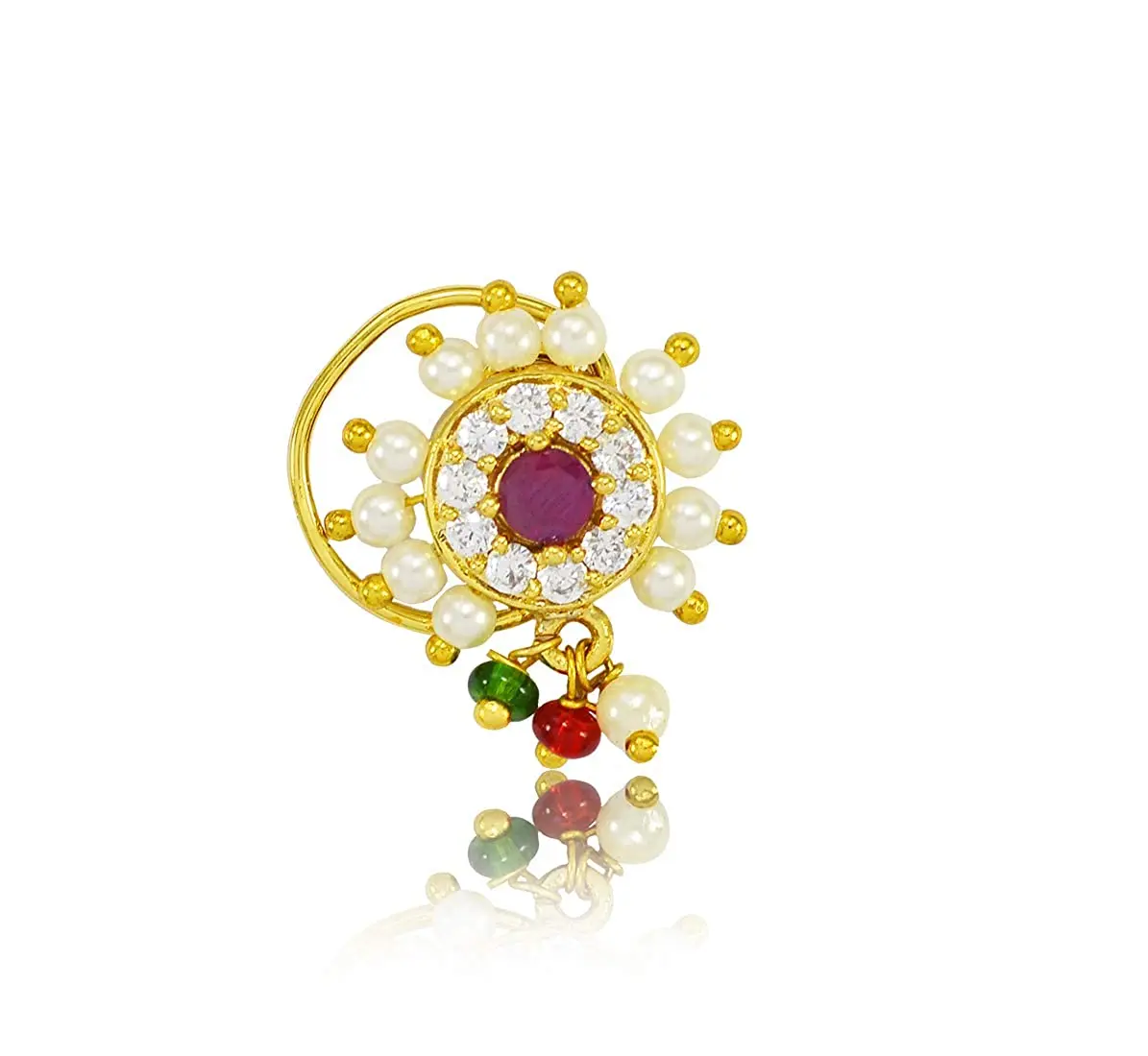 Top Indian Manufacturer Cz Maharashtrian Nose Pin Marathi Nath Mother