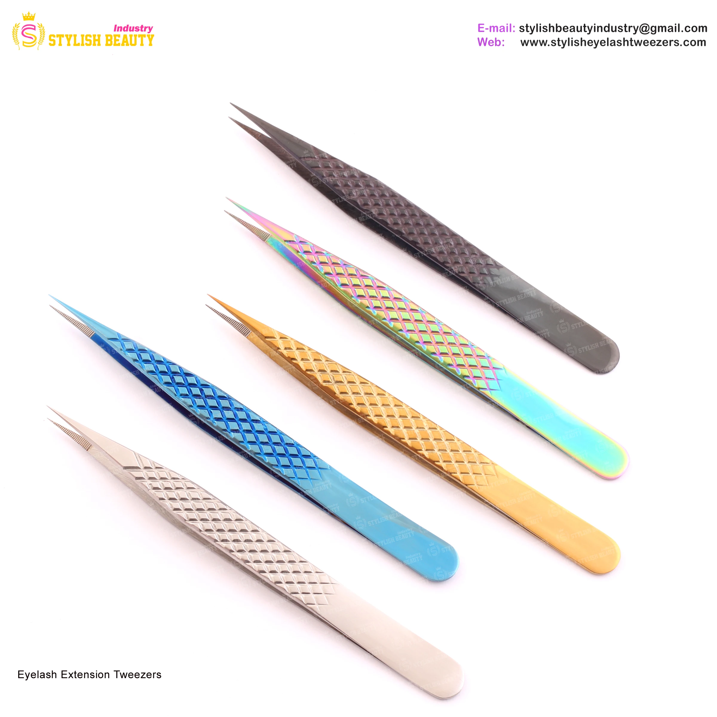 Personalized Eyelash Extension Tweezers Bulk With Tube Packing Custom