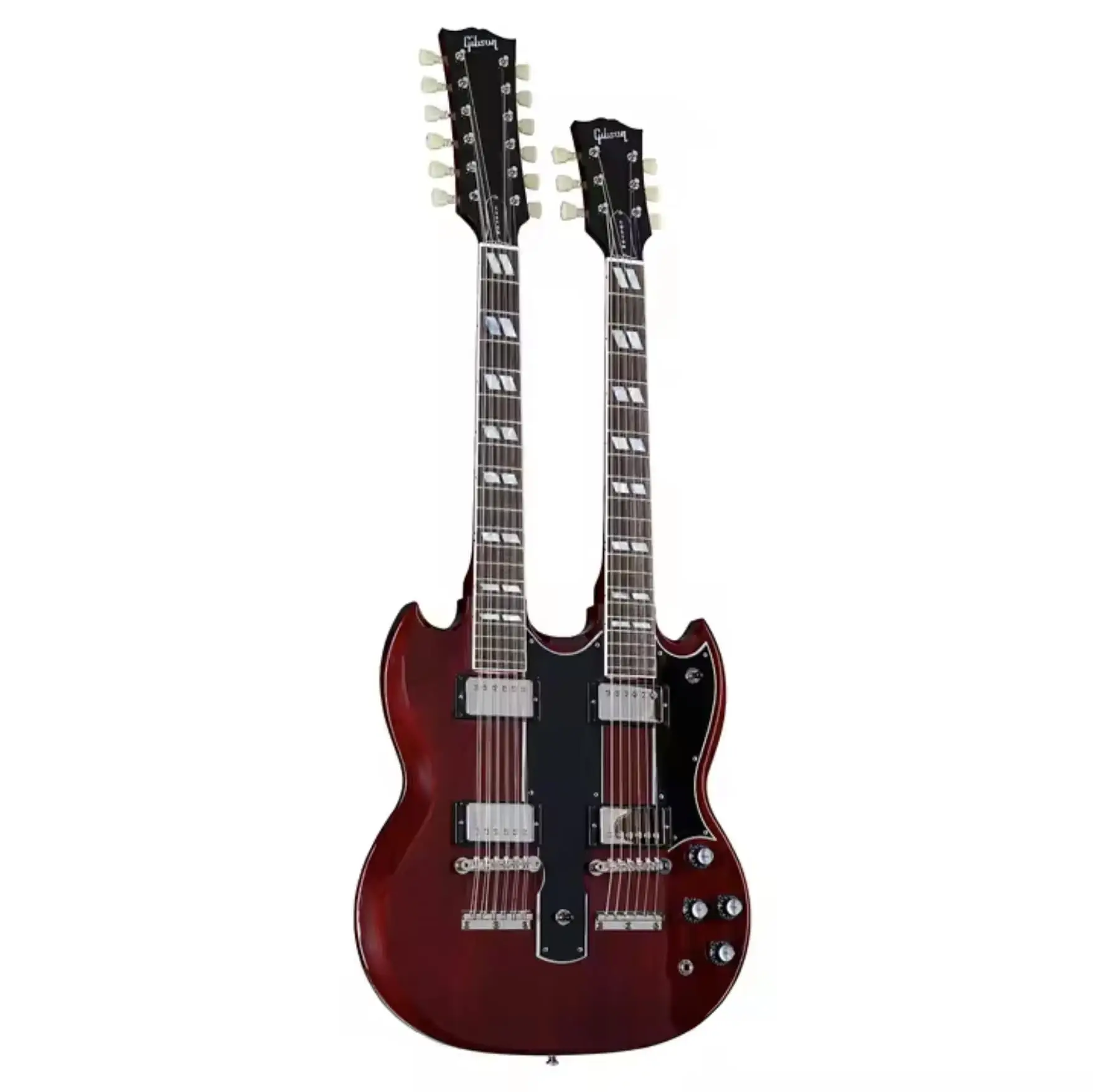 Innovation Promotion Factory Offers Customizable Double Neck Silver Electric Guitar Chrome Hardware Featuring Maple Mahogany