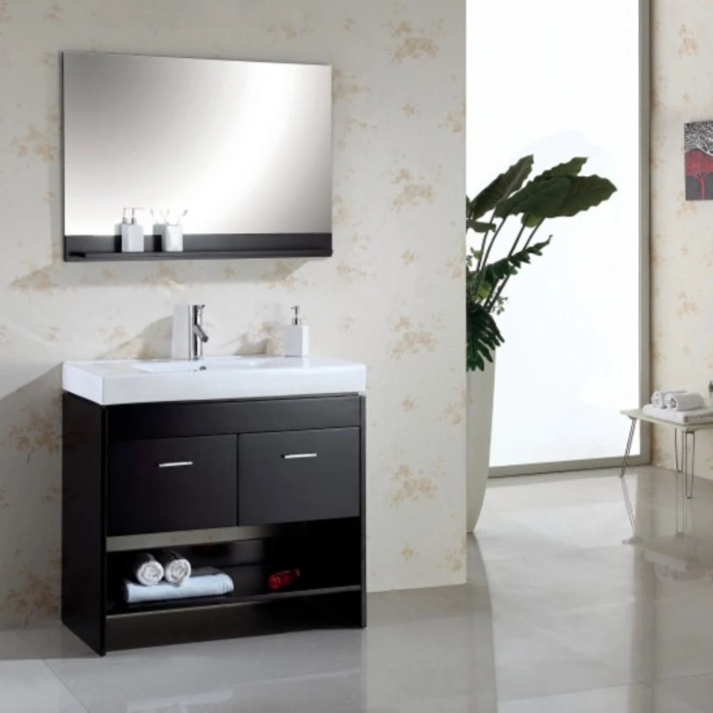 Hotel Washroom Furniture Luxury Solid Wood Floor Mount Bathroom Vanity Units Waterproof Bathroom Cabinet with Smart Mirror