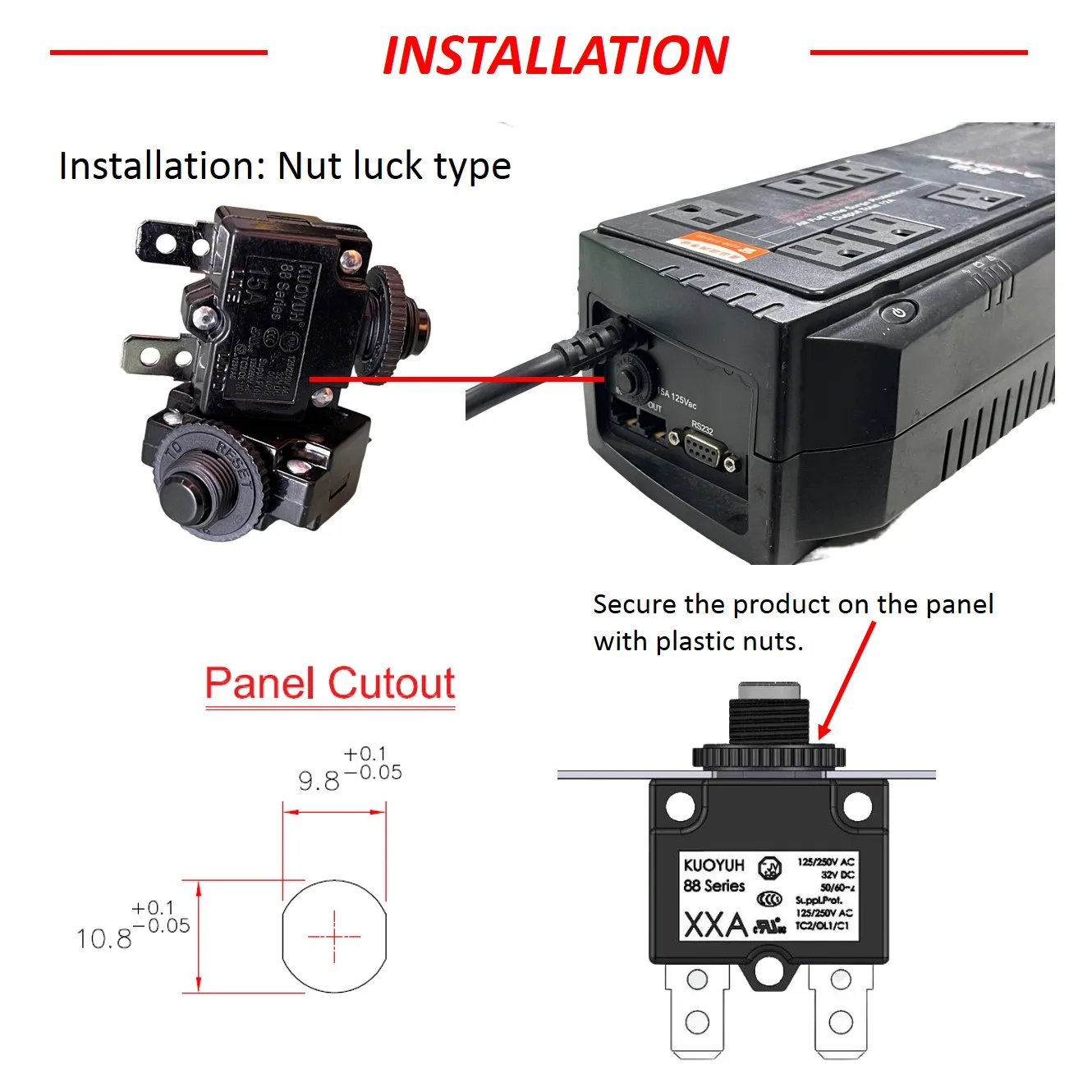 KUOYUH 88 Series Resettable Fuses - Reliable Home UPS Protection
