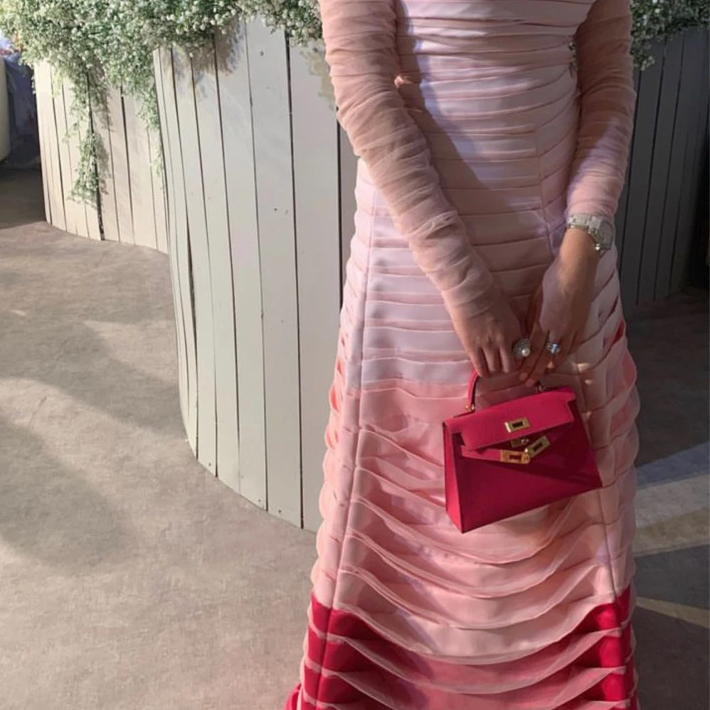 Jancember SF061 Formal Ruched Gradient Color Off Shoulder Evening Party Prom Dresses for Women