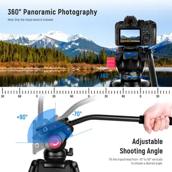 NEEWER 79"/200cm Video Tripod Heavy Duty Aluminum Alloy Camera Tripod Stand With Fluid Drag Head detail image