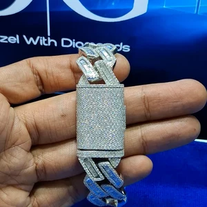 18mm Luxury VVS Brilliant Cut Lab Grown Diamond 925 Sterling Silver Cuban Link Chain Bracelet Hip Hop Style Party Fully Iced New