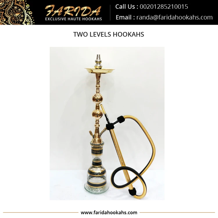 Hot Sale Egyptian Traditional Hookah Brass Deluxe Farida Two Levels