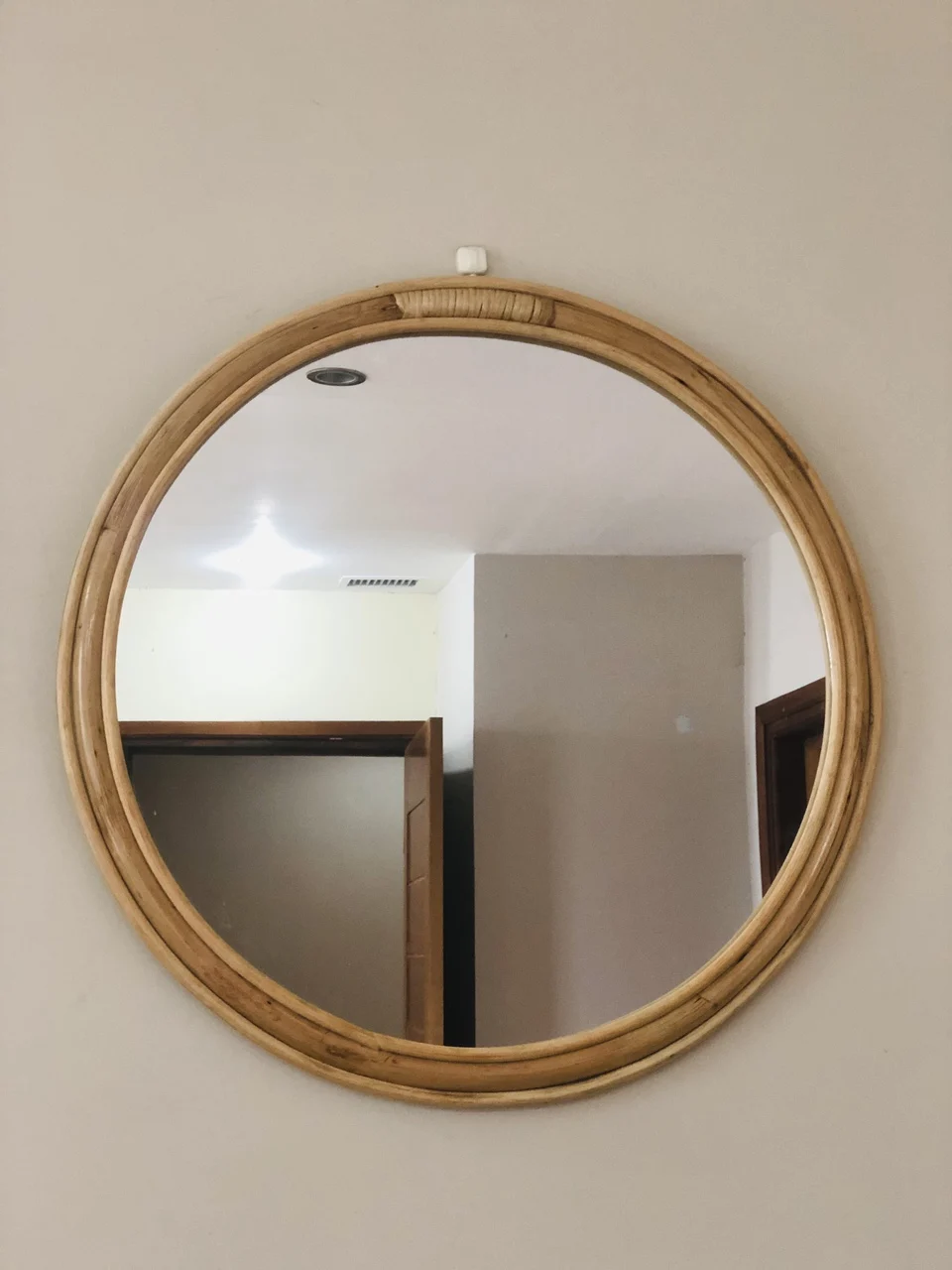 Boho Wall Decorative Handmade Rattan Cane Mirror Wicker Art Arch Cane