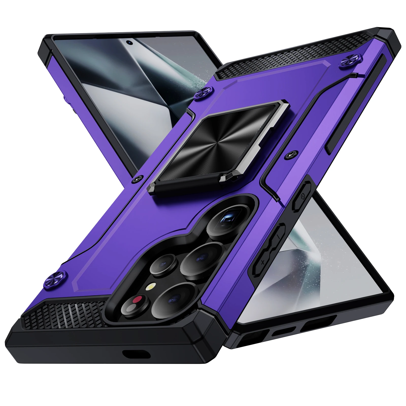 Rugged Protective Phone Case Anti-drop Armor TPU PC Phone Cover  360 Degree Rotatable Ring Holder Case for Samsung S24 Ultra S23