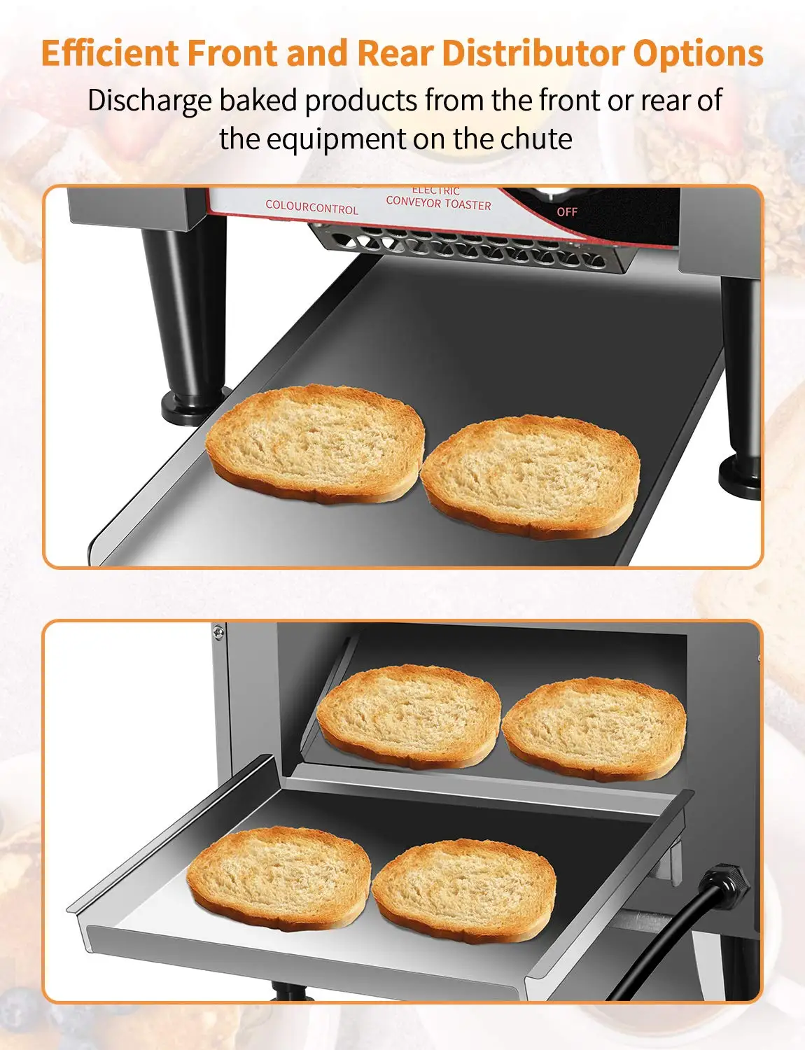 Wide Bread Conveyor Chain Toaster Commercial Electric Durable Stainless