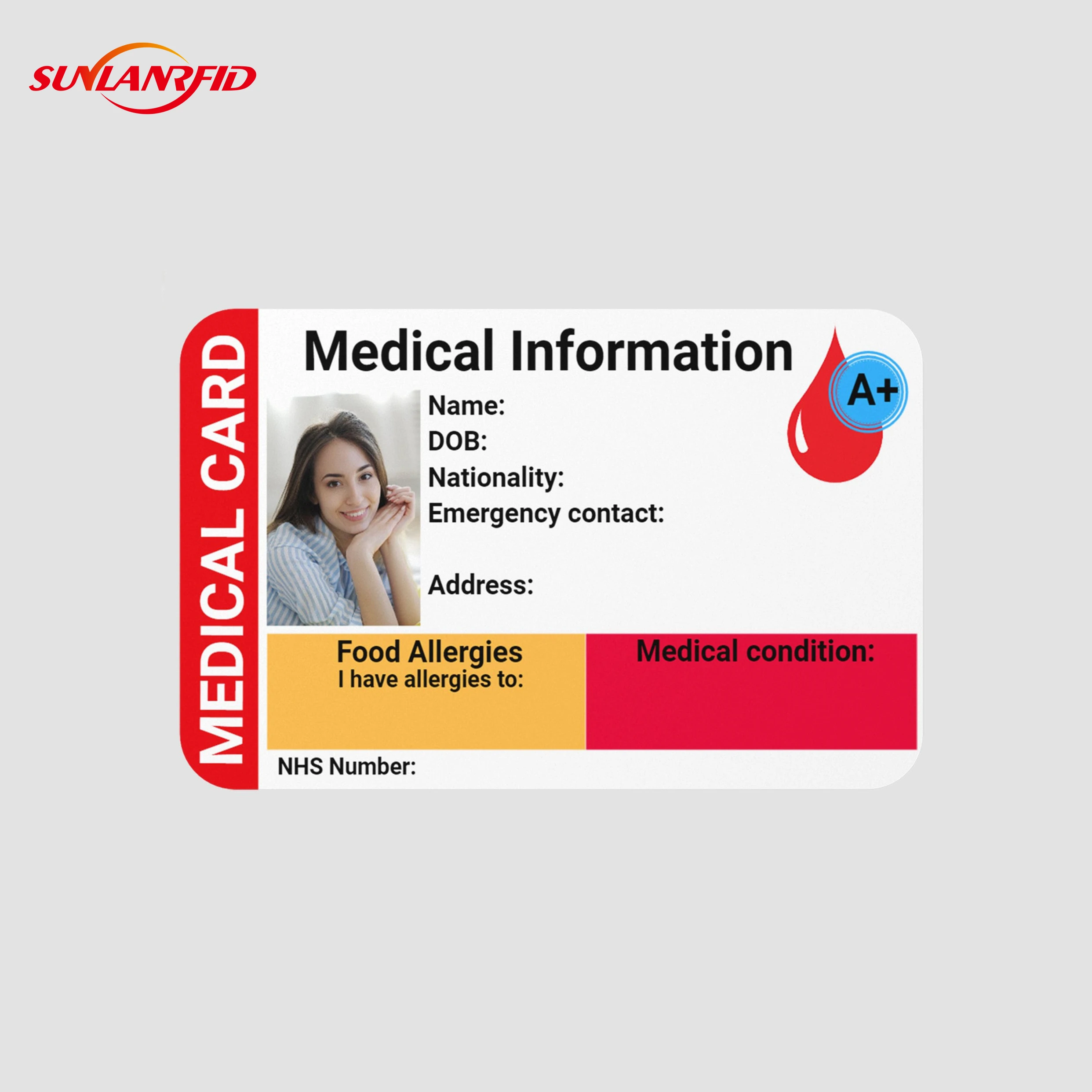 Health Tag Custom Full-Color PVC Smart Healthcare Medical ID Card for Patients ...