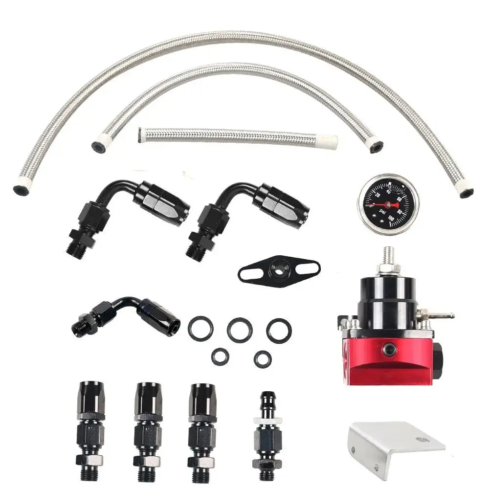 Universal Adjustable Fuel Pressure Regulator Kit - 0-160psi Gauge