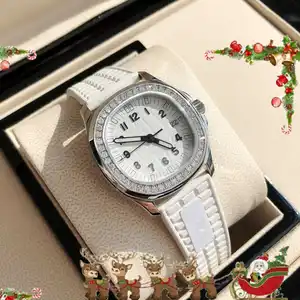 New High-quality Business Casual White Men's Mechanical Watch Classic Rubber Strap Dial Stylish Retro Luminous Automatic Watches