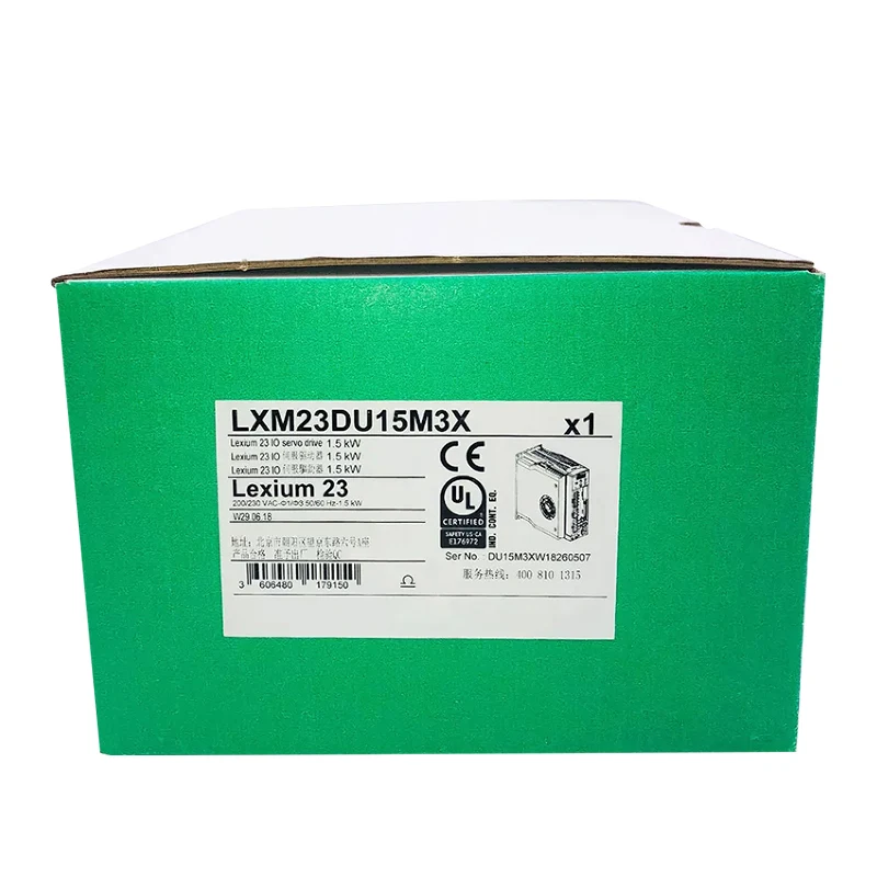 LXM23DU15M3X اصلی و جدید متعلق به سری درایوهای سروو Lexium 23 است. توان نامی ۱٫۵ کیلووات، کنترل حرکت با دقت بالا، پاسخ‌دهی سریع و عملکرد پایدار در حین کار. ساختار فشرده و نصب آسان سیم‌کشی، مناسب برای استفاده همراه با موتورهای سروو.