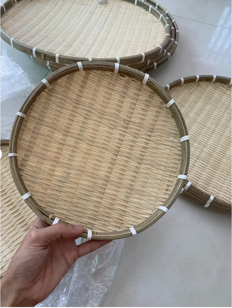 Round Natural Bamboo Winnowing Tray Bamboo Winnowing Basket Tray Best