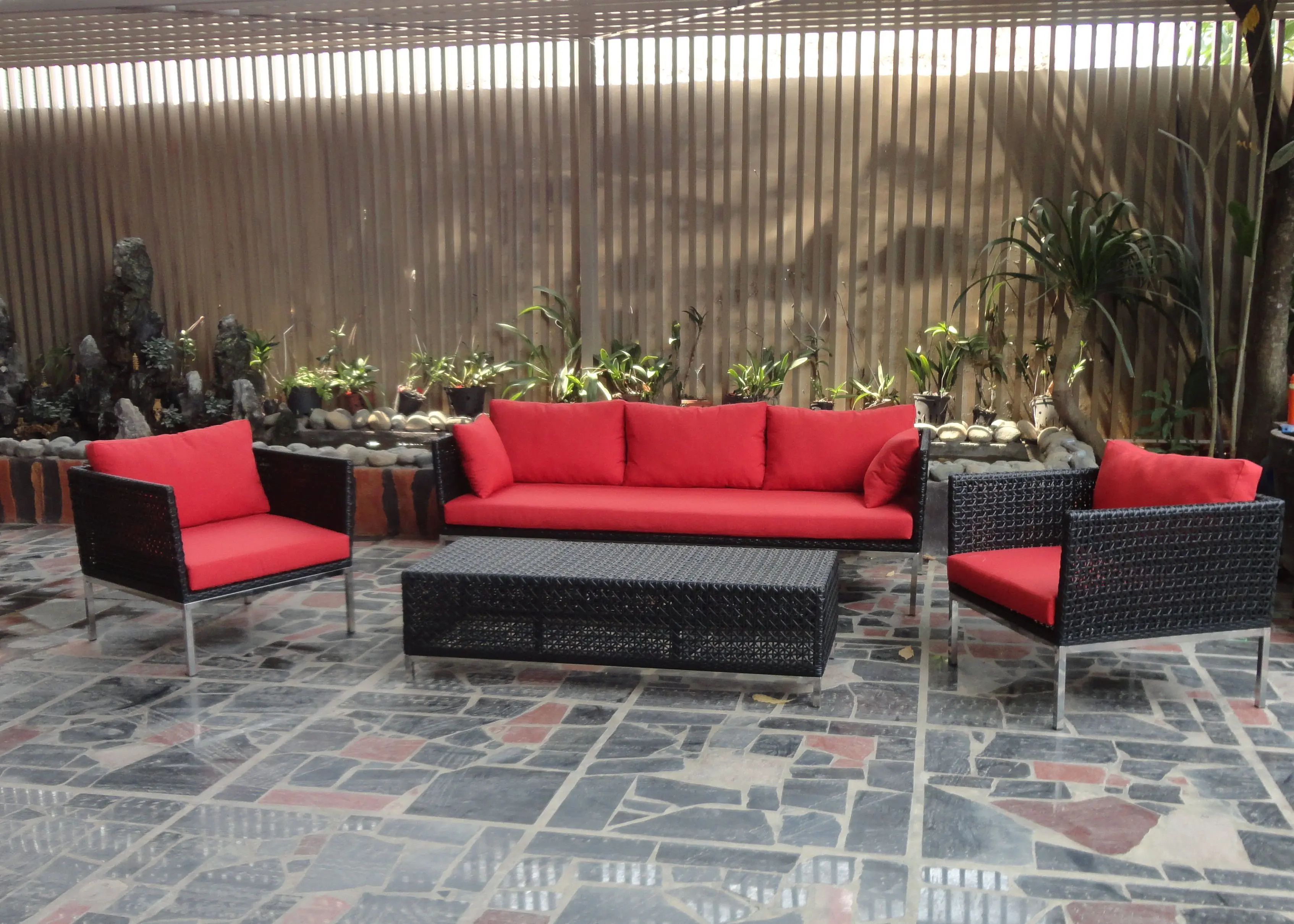 Patio Furniture Sets Outdoor Sofa With Washable Cushions And Glass