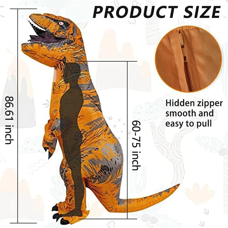 Source Factory Adult T-Rex Dragon Polyester Inflatable Cosplay Dinosaur Mascot Costume for Carnival