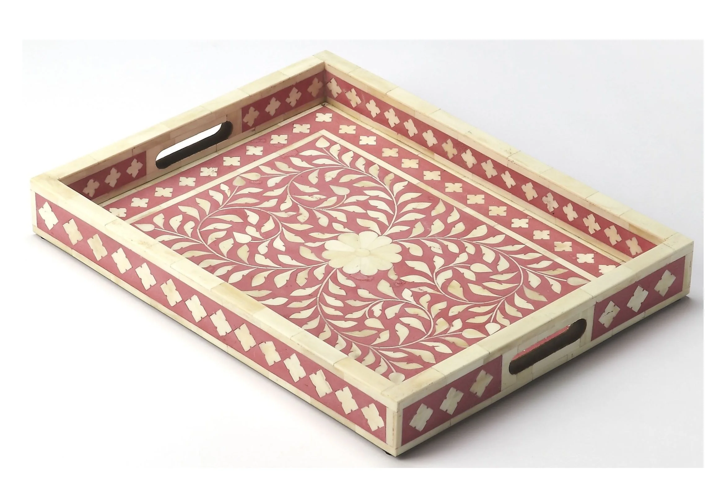 Высококачественный индийский деревянный поднос ручной работы с причудливой инкрустацией из костей перламутровый дизайн для подачи еды в домашних условиях