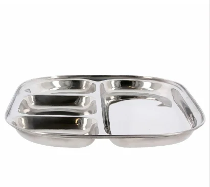 3 Compartment Modern Metal Thali Multi-functional Durable Eco-friendly Food Serving Tray for Masala Dosa Wada Pav