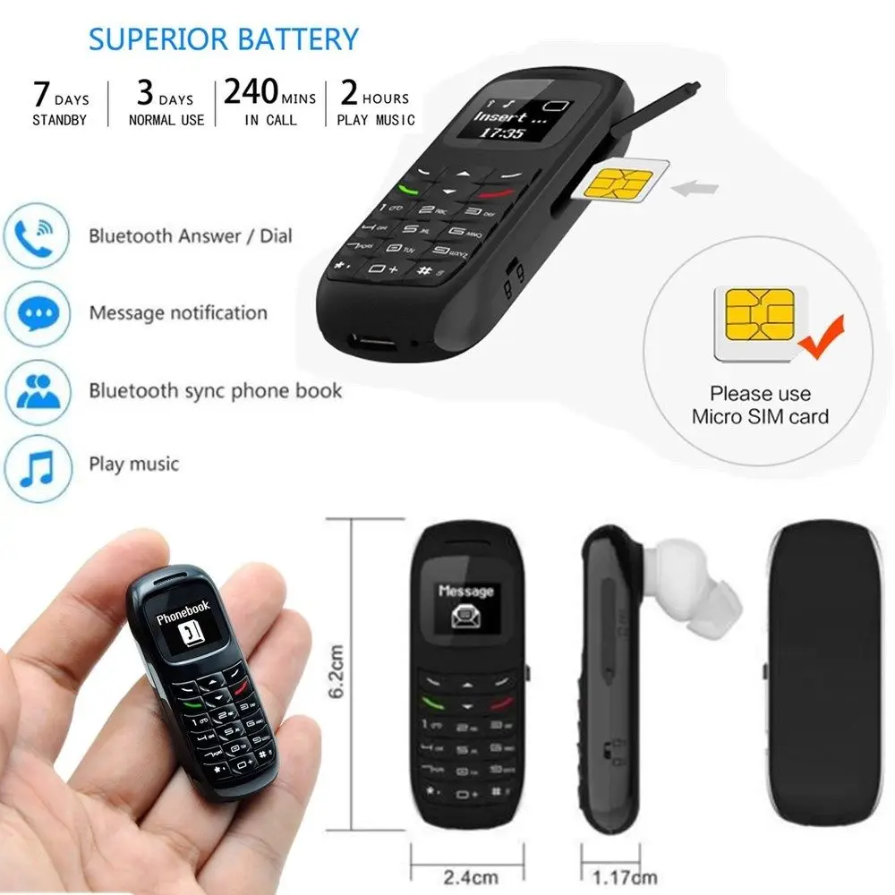 L8STAR BM70 Mini Phone with 0.66-inch OLED Display Dual SIM Card Feature for Bluetooth Dialer Ready to Ship Factory Shipment