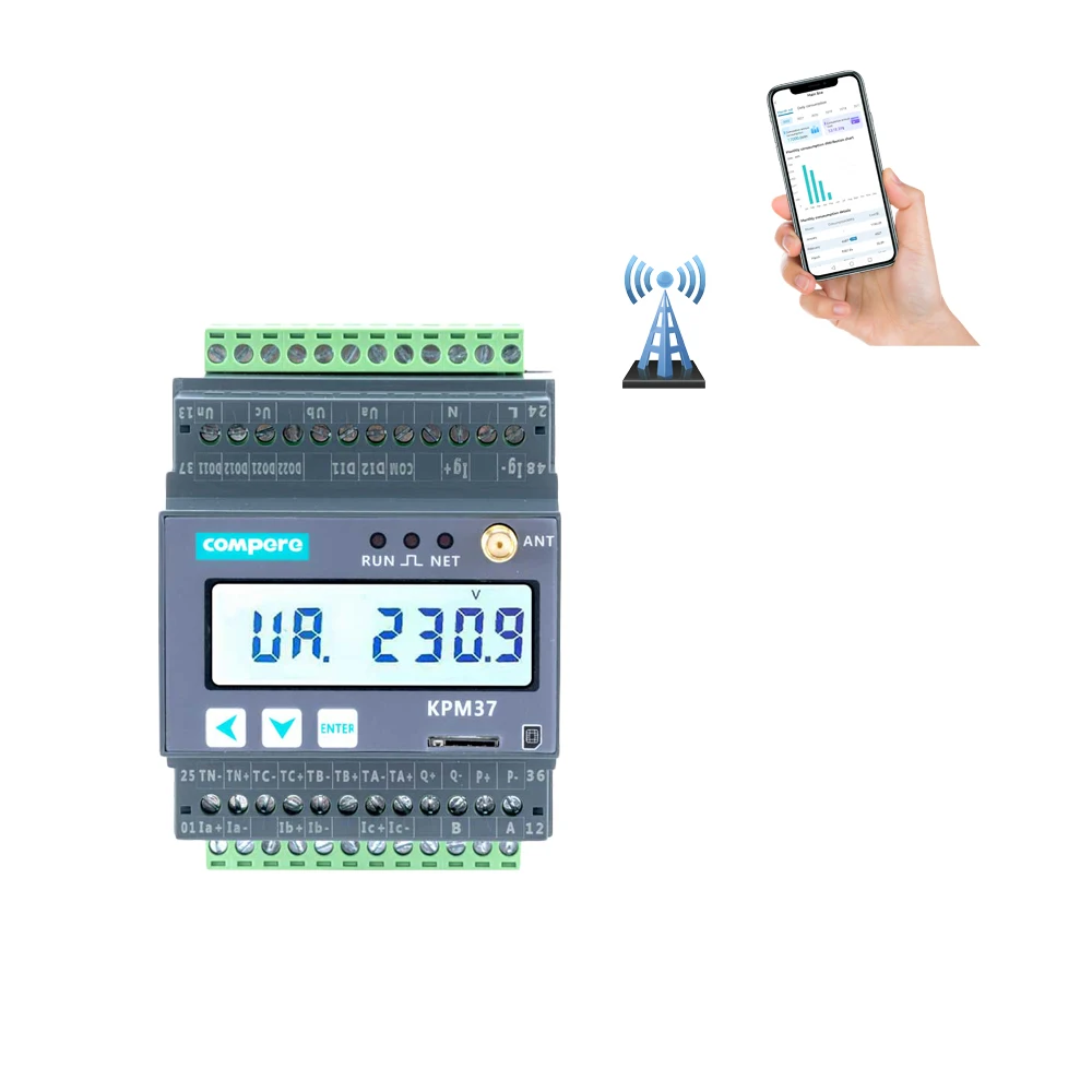 MQTT Smart 3-Phase Energy KWH Meter Monitor WIFI Connectivity Power Meter with CT Type