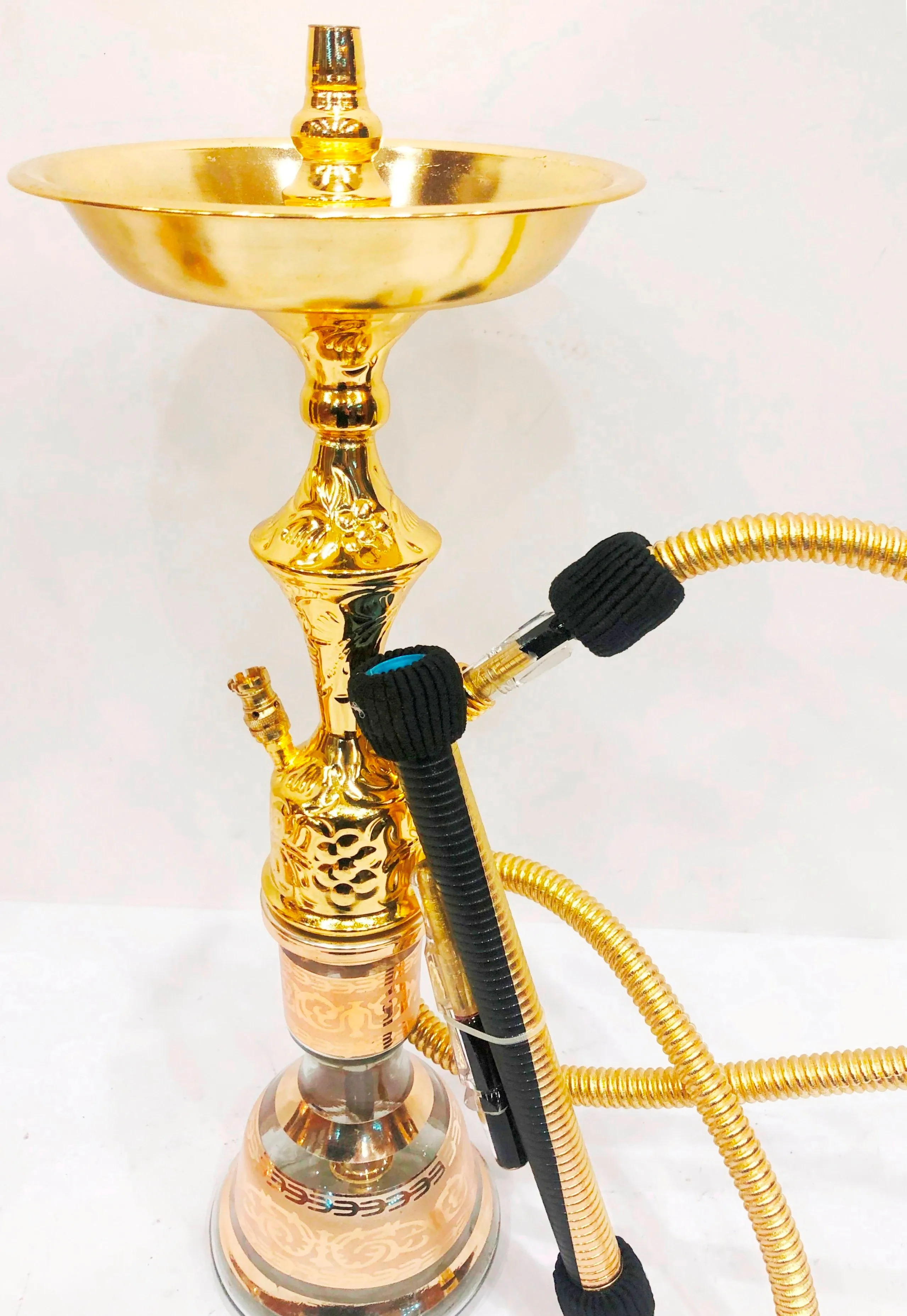 Best Quality Farida Luxury Egyptian Lacquer Gold Plated Stainless Steel Oval Hookah Chillers with Sheesha Design