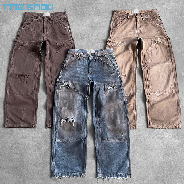 【U LAN】Bone Dirty Paint Damage Carpenter Denim Pants Bone Dirty Paint Damage Carpenter Denim Pants - ULAN | 60
