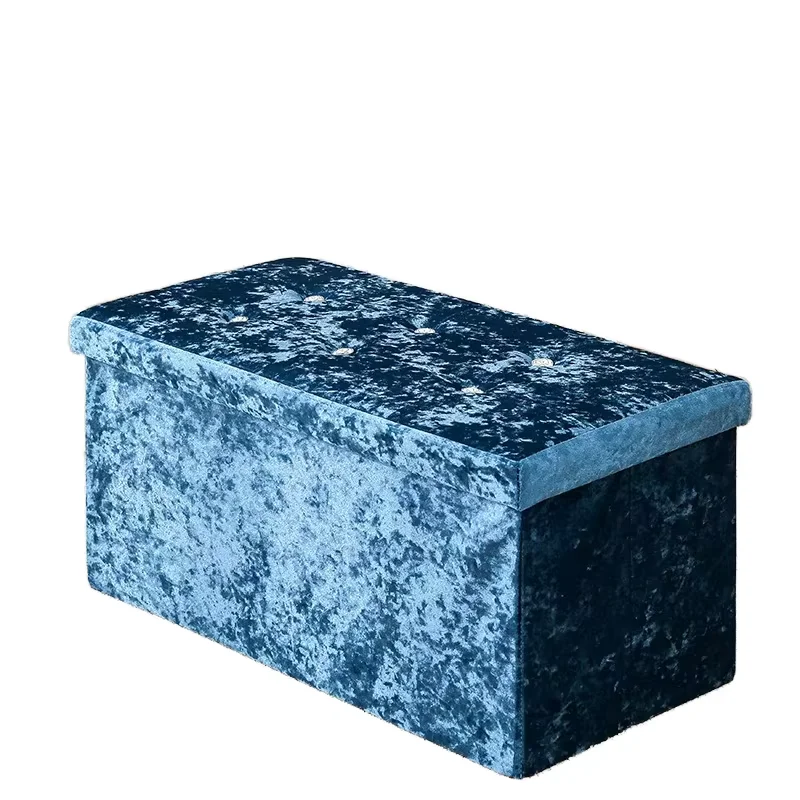 Folding Storage Ottoman Bench Custom Rectangular Black PU Leather Bedroom Modern Design Caishi High-quality Customizable supplier