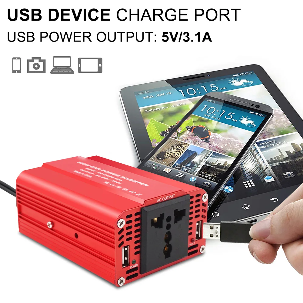 Modified Sine Wave Car Power Inverter Converter With Dc 12v To 110v Ac ...