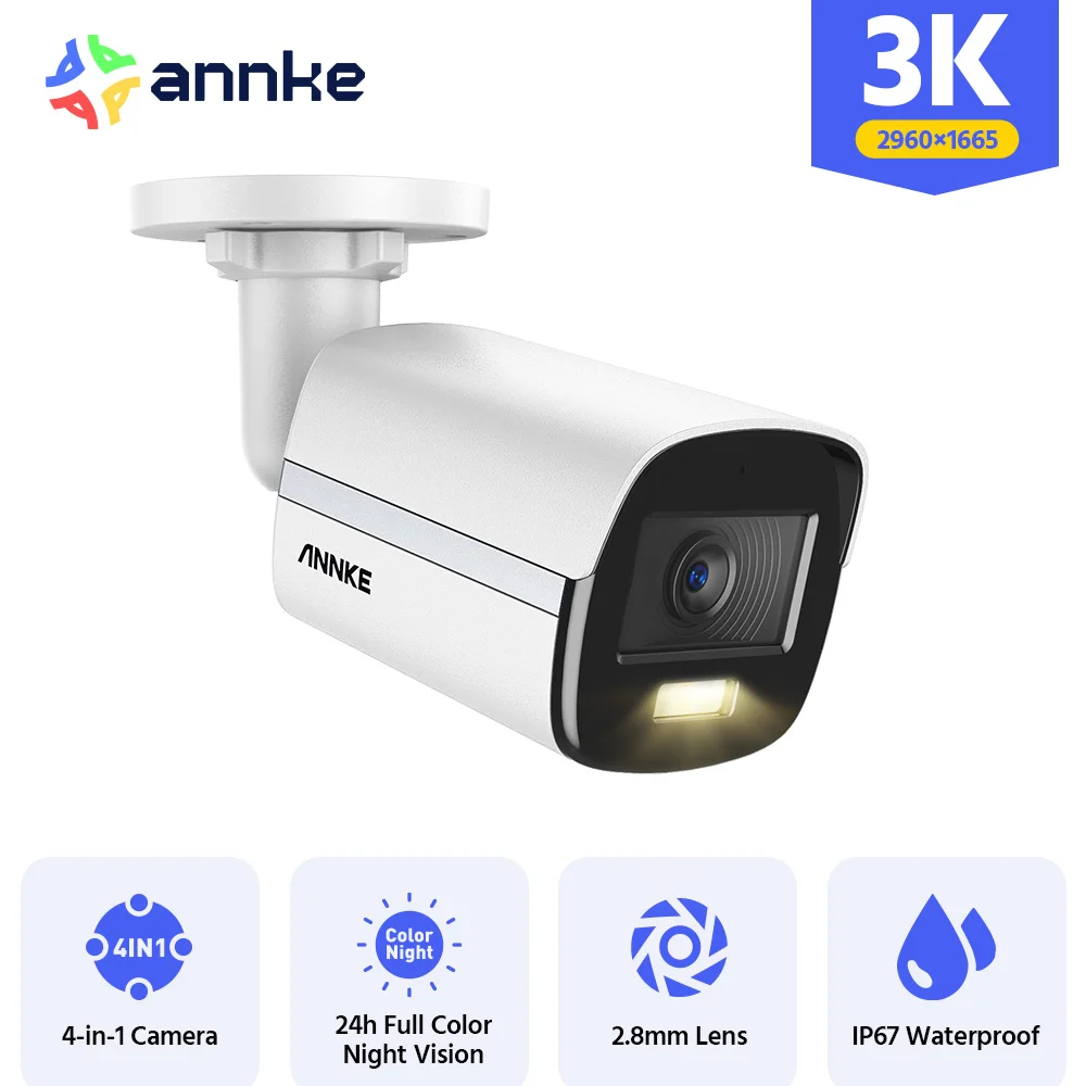 ANNKE NightChroma 3K(5MP) Security Camera Full Color Night Vision  IP67 Outdoor Waterproof CCTV Camera