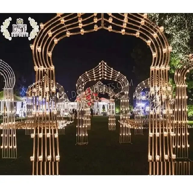 Trending Gold Metal Stands for Welcome Gate Reception Night Metal Stand Welcome Gate Welcome Gate Metal Arches for Wedding