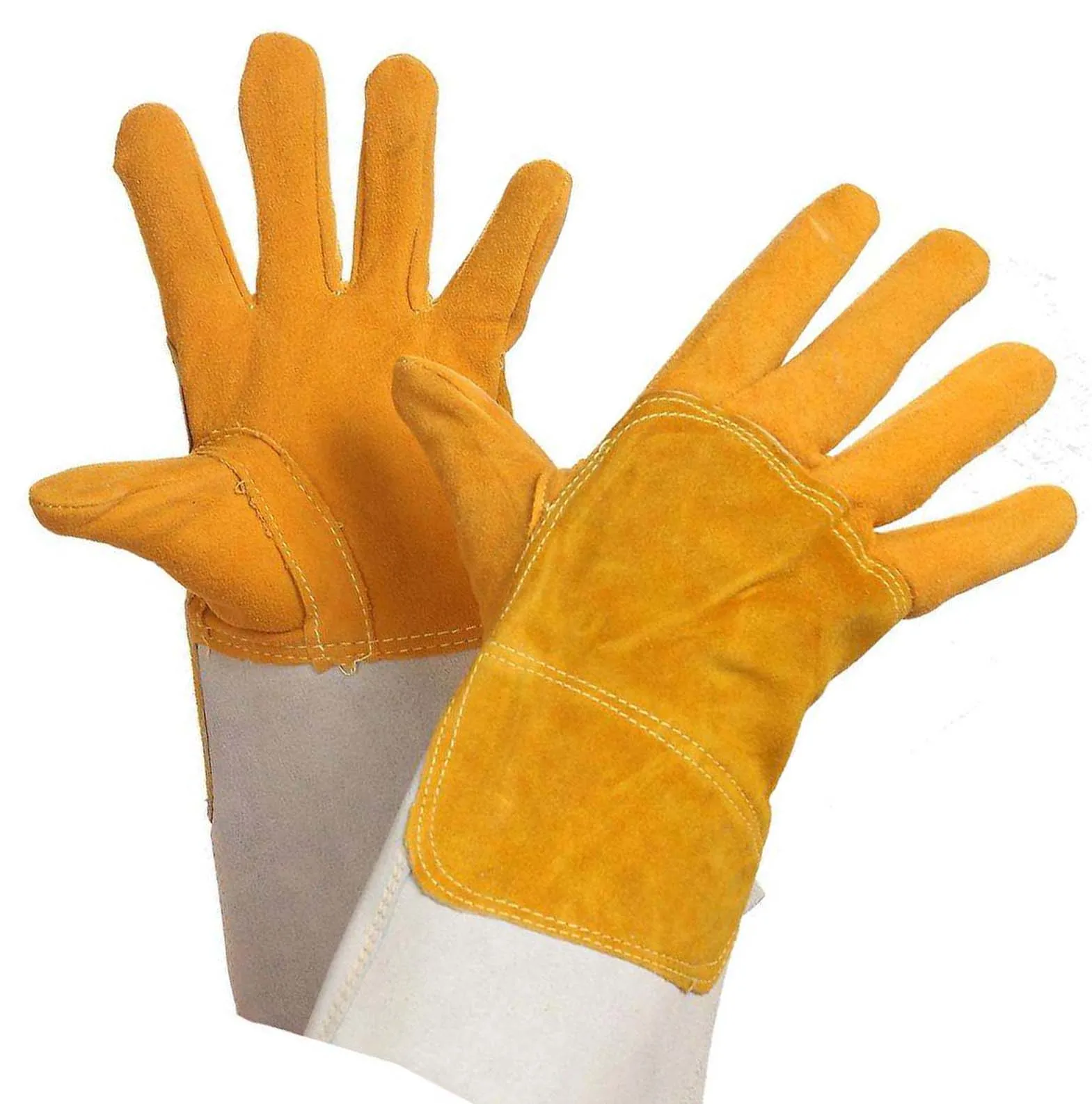 Cowhide Split Leather Heavy Duty Welding Gloves Flame Retardant Heavy