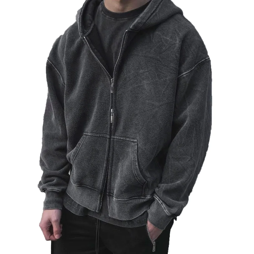 Source High Quality Mens Vintage Wash Fleece Thick 400 Gsm