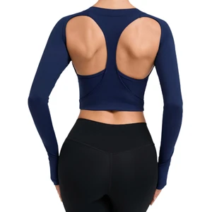 Fitness Women Yoga Top Sports Fitness Custom Long Sleeve Nylon Spandex Women's Long Sleeve Top